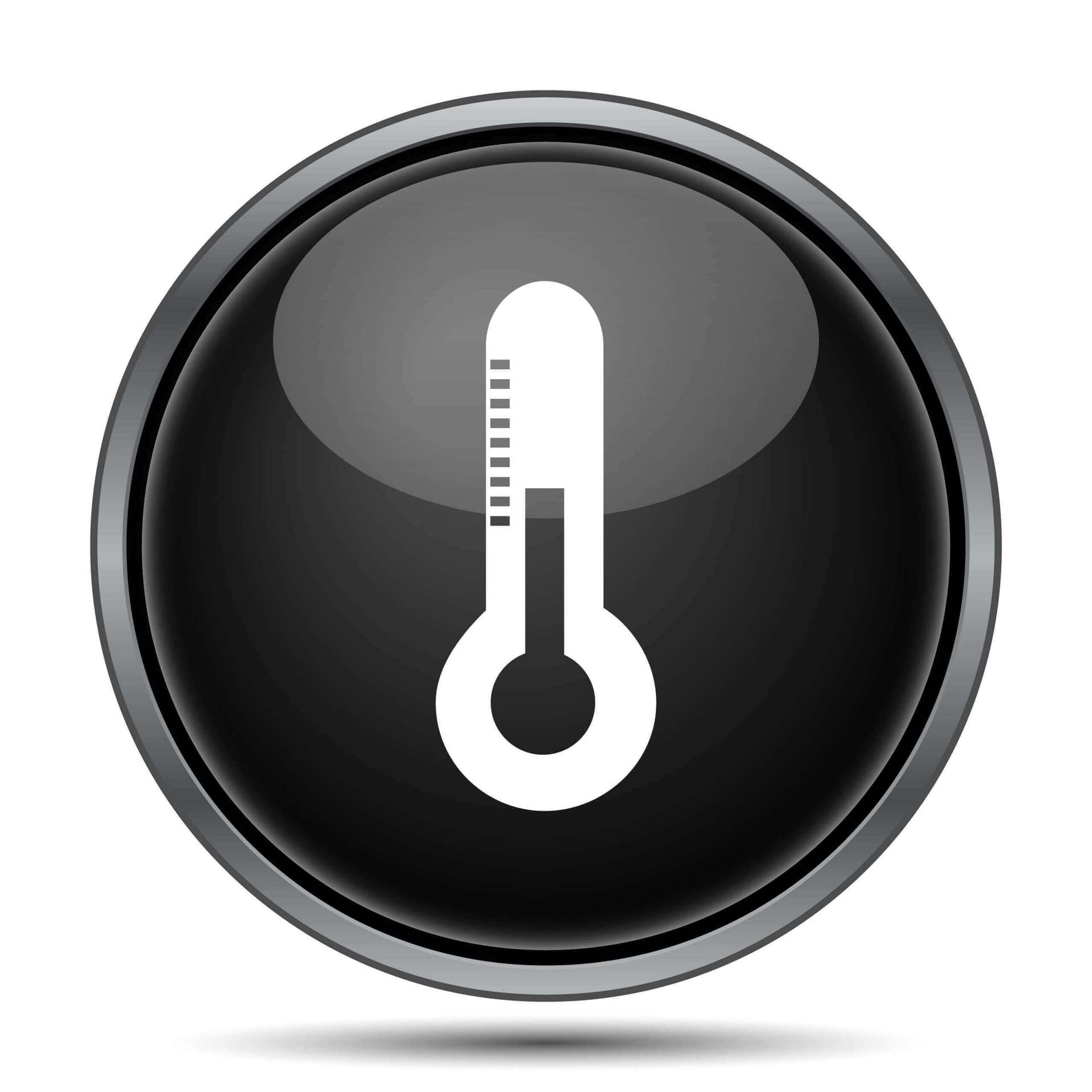 Temperature Control Icon in Black With Thermometer Graphic

