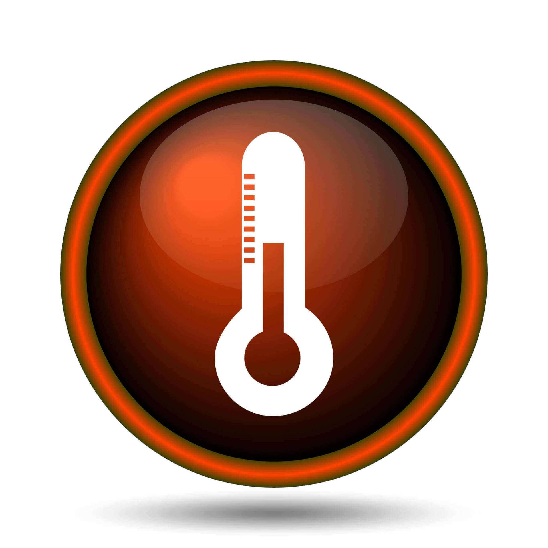 Temperature Control Icon in Red With Thermometer Graphic
